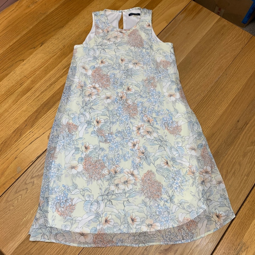 Tommy Hilfiger Pastel Floral Chiffon Sleeveless Shift‎ Dress Womens Size 2
